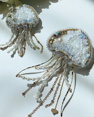 JAM めまぐるしく HOME MADE 誕生石 ピアス 安全ピン シルバー アクア 